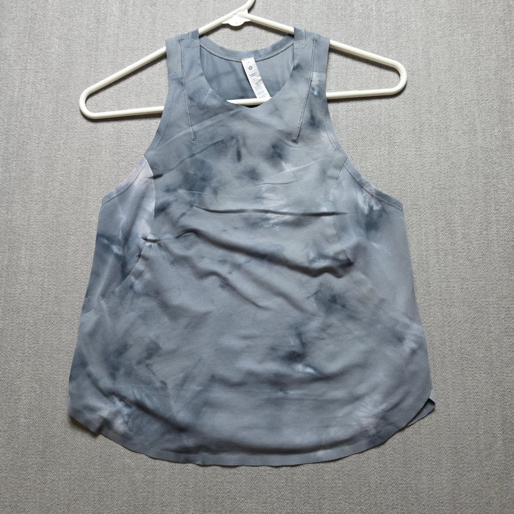 Lululemon Swiftly Relaxed Tank Top Women 4 Blue Gray Tie Dye Mesh Workout
